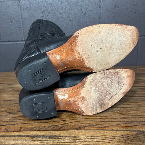 Vintage Domini Pelle Black Lizard Cowboy Boots 10.5 EE Made in Mexico Western - Picture 7 of 9
